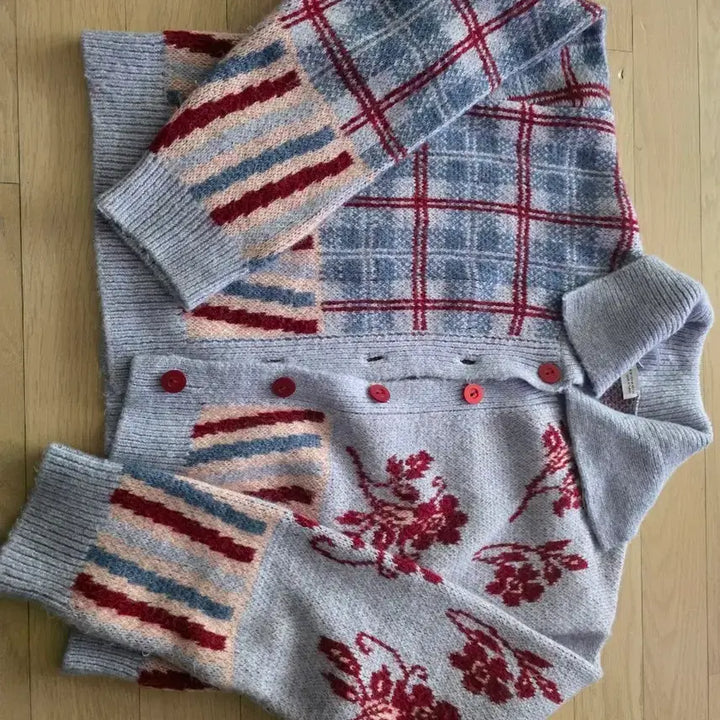 [BUNJANG] ZARA Patchwork Jacquard Cardigan / 자라 패치워크  자카드 가디건