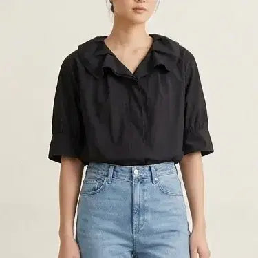 [BUNJANG] F Ruffle Collar Blouse / [F]블루아이디 러플 카라 바스락 블라우스