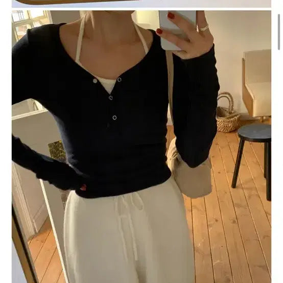 [BUNJANG] French Of Layered Halter Neck Top Bundle Set / 프렌치오브 네트 레이어드 홀터넥 블랙+화이트