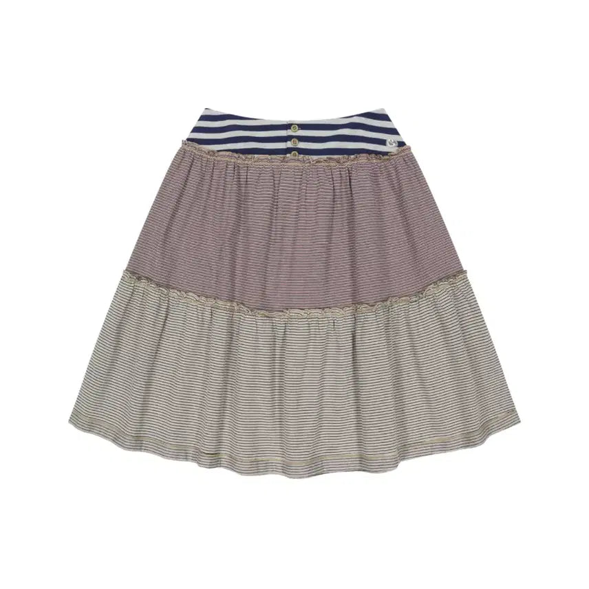 [SOLD OUT] [2] 코이세이오 컬러드 스트라이프 미디 스커트 그레이베이지
