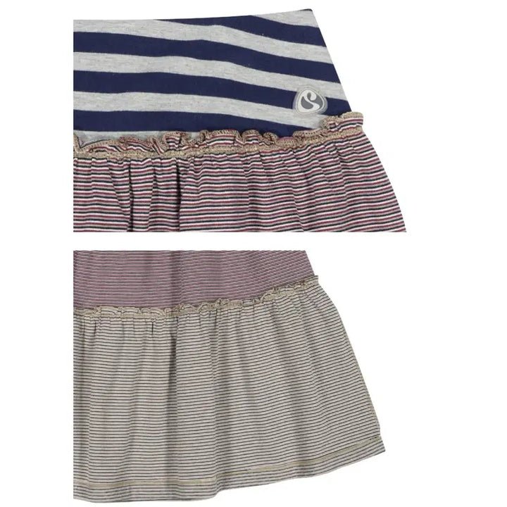 [SOLD OUT] [2] 코이세이오 컬러드 스트라이프 미디 스커트 그레이베이지