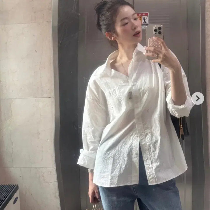 [BUNJANG] Coreed Pure Cotton Shirt Ivory / 코어드 퓨어 코튼 셔츠 아이보리 새상품