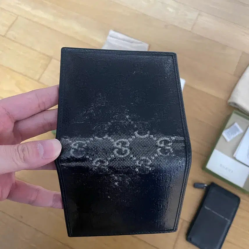 [BUNJANG] Gucci Black Canvas Coating Bifold Wallet / 구찌 블랙캔버스코팅 반지갑