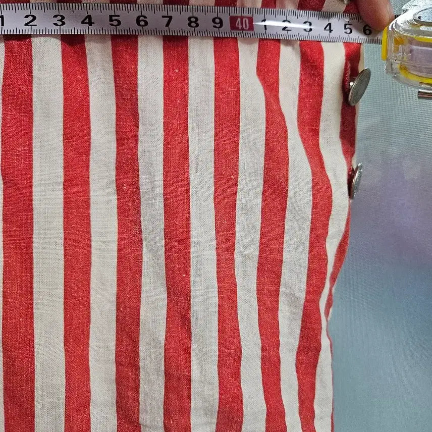 [BUNJANG] Red Stripe Overall Dress / 레드 줄무늬 스트라이프 멜빵 원피스