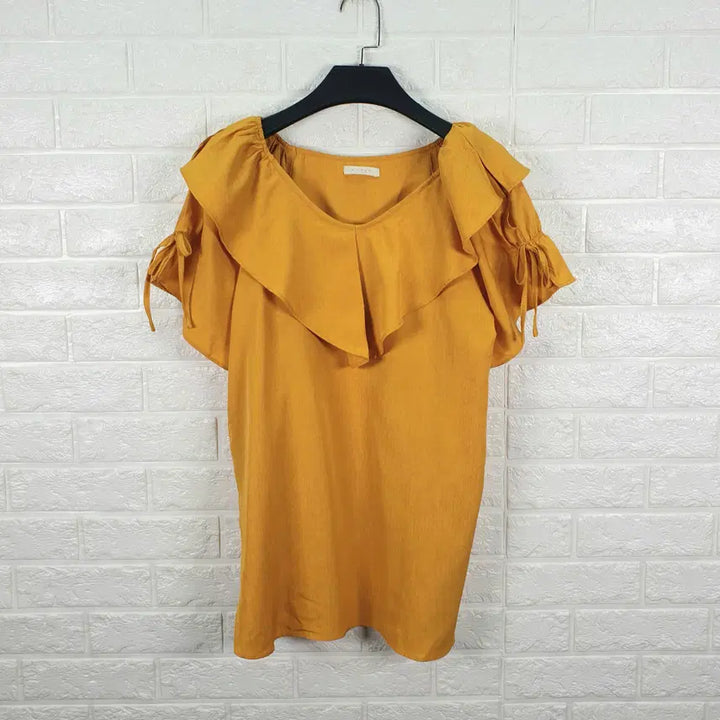 [BUNJANG] Mujack Frill Blouse Mustard Yellow / [F]무자크 프릴 블라우스