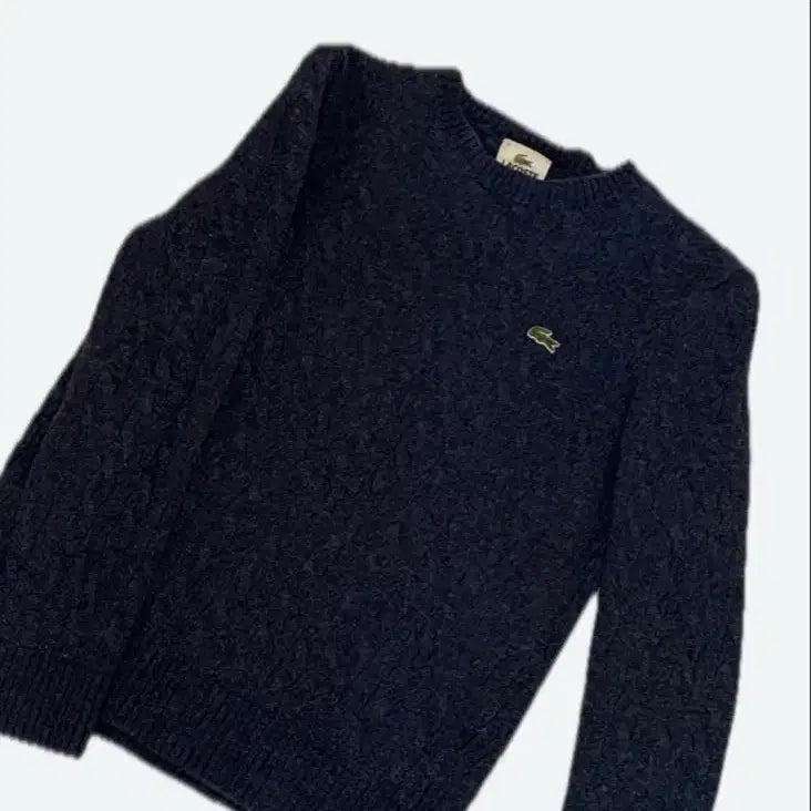 [BUNJANG] LACOSTE Cable Knit Sweater Navy / LACOSTE 라코스테 케이블 니트 스웨터 네이비