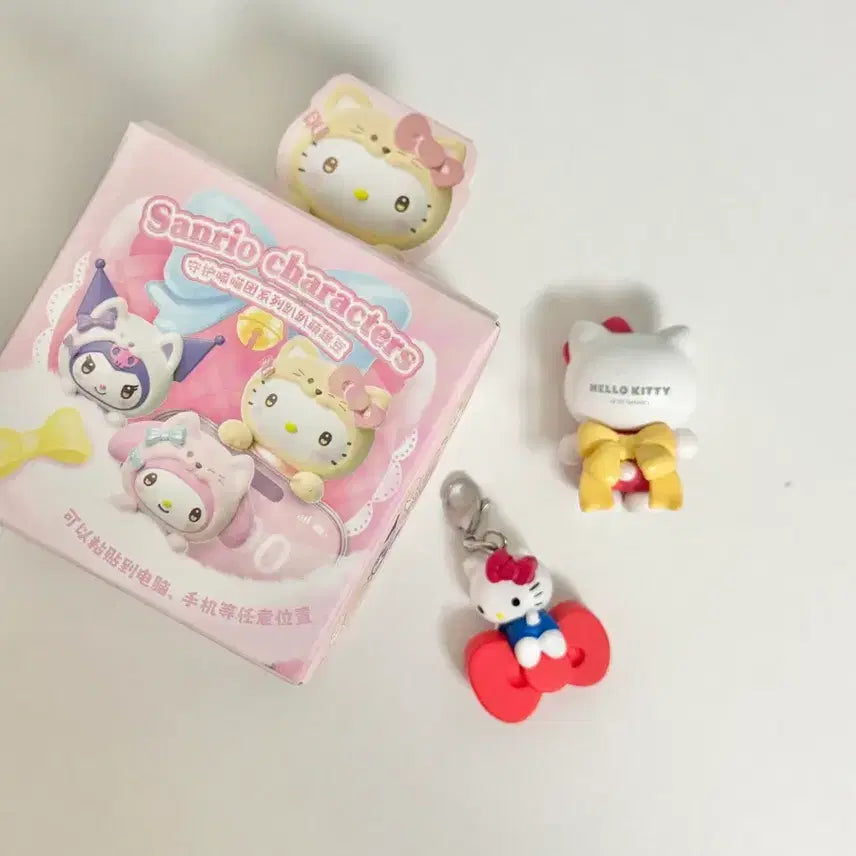[BUNJANG] Hello Kitty Hyper Yellow Kitty Keychain + Figure Set / 헬로키티 히퍼 노랑키티 + 키링 + 피규어