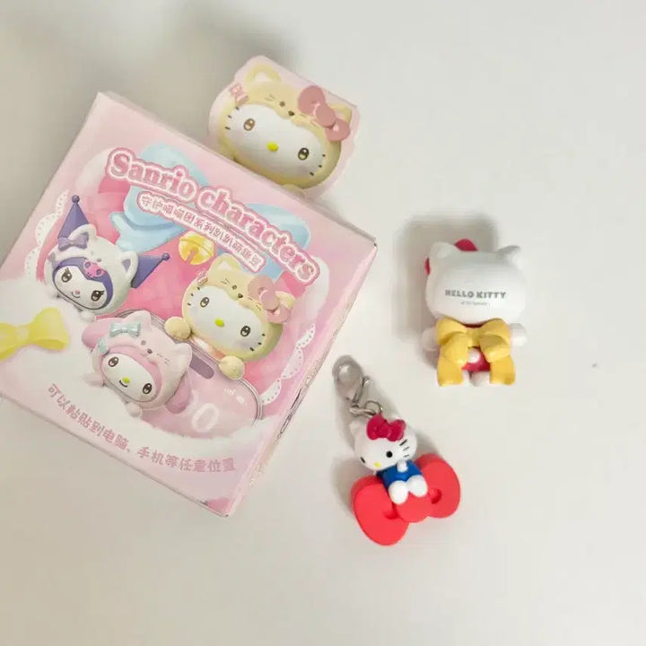 [BUNJANG] Hello Kitty Hyper Yellow Kitty Keychain + Figure Set / 헬로키티 히퍼 노랑키티 + 키링 + 피규어