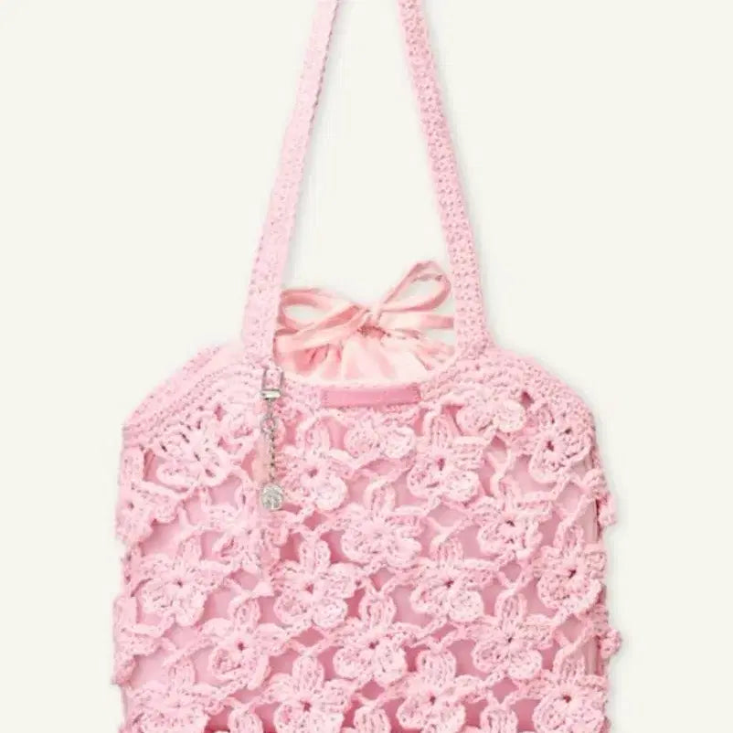 [BUNJANG] Cherry Blossom Knit Bag &amp; Charm Keyring Set / [감사카드+2026체리블라썸 니트백+블라썸 참 키링set]새상품