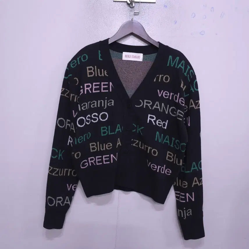 [BUNJANG] Double Standard Lettering Black Cardigan / 더블스탠다드) 제평 거의새거 레터링 블랙 가디건 -F