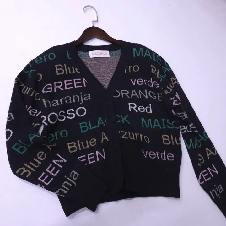 [BUNJANG] Double Standard Lettering Black Cardigan / 더블스탠다드) 제평 거의새거 레터링 블랙 가디건 -F