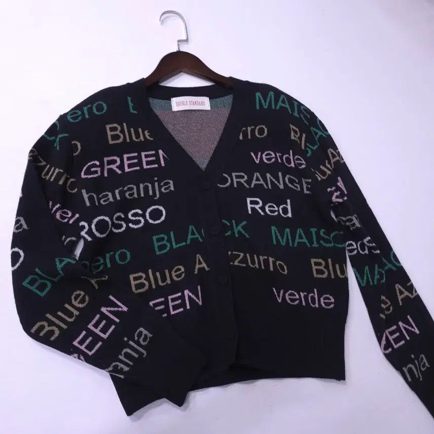 [BUNJANG] Double Standard Lettering Black Cardigan / 더블스탠다드) 제평 거의새거 레터링 블랙 가디건 -F
