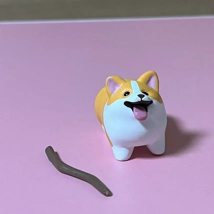 [BUNJANG] Welsh Corgi Gacha Figure (Good Feeling Stick) / 좋은 느낌의 막대기를 얻은 개 가챠 웰시코기