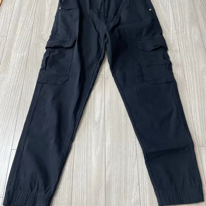 [BUNJANG] Black Cotton Spandex Cargo Jogger Pants / 블랙 면 스판 카고 조거 팬츠