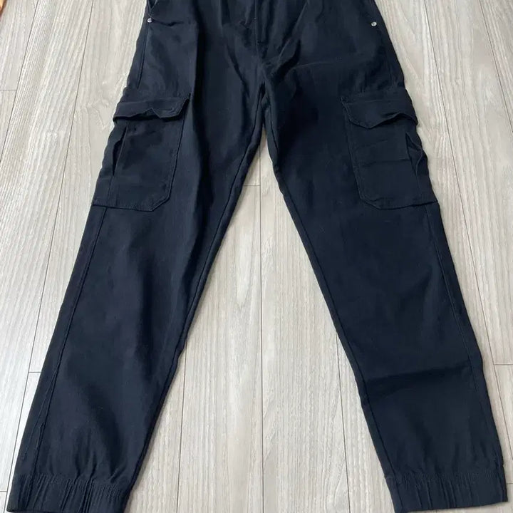 [BUNJANG] Black Cotton Spandex Cargo Jogger Pants / 블랙 면 스판 카고 조거 팬츠