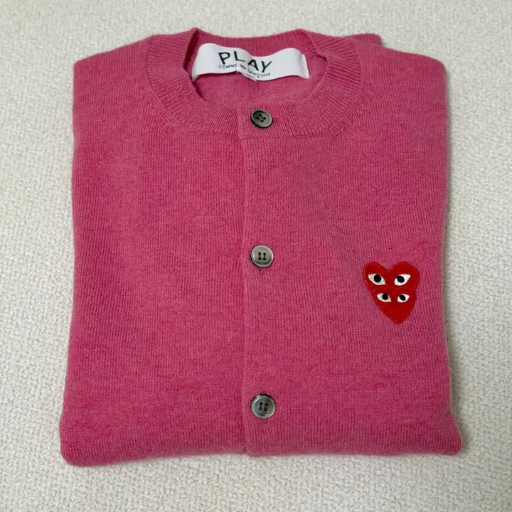 [SOLD OUT] (새상품/무배) 꼼데가르송 정품 더블하트 와펜 울 가디건 핑크 S
