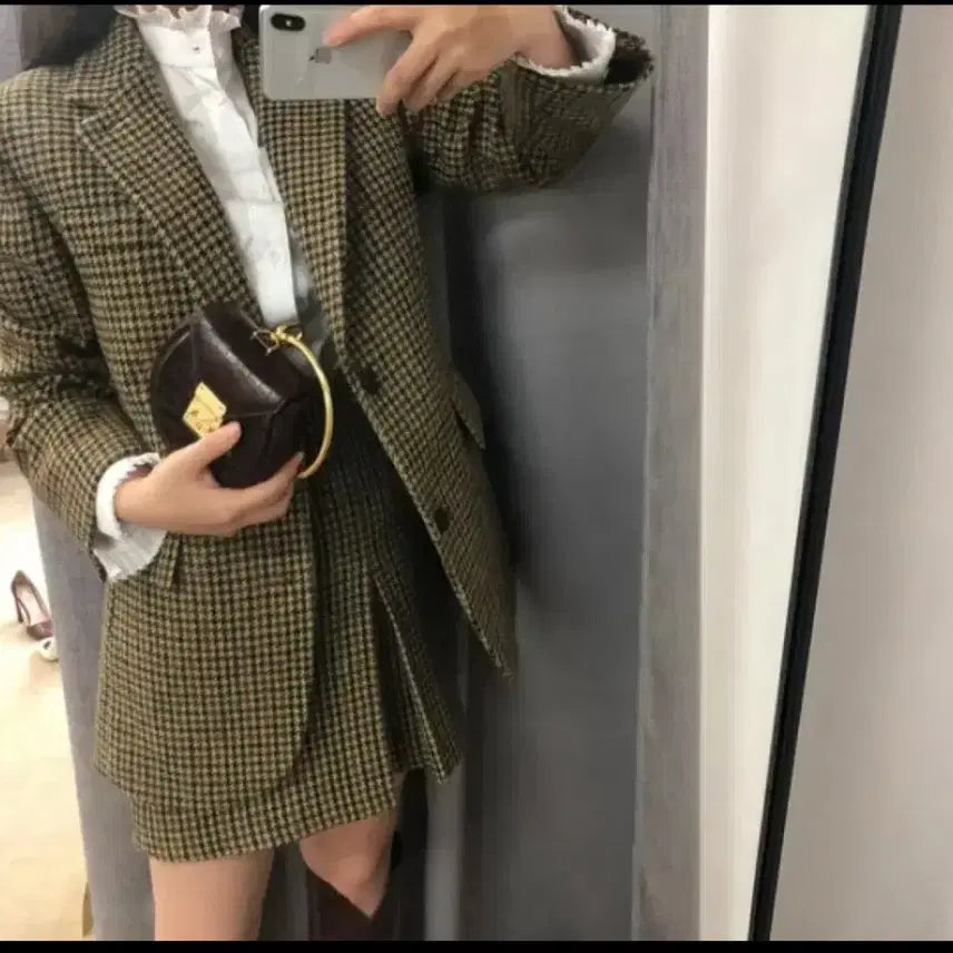 [BUNJANG] MyiAiko Houndstooth Jacket and Skirt Set / 마이아이코 알함브라문 하운드투스 자켓 스커트 셋업