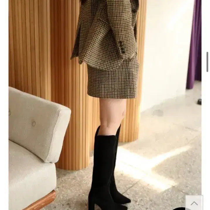 [BUNJANG] MyiAiko Houndstooth Jacket and Skirt Set / 마이아이코 알함브라문 하운드투스 자켓 스커트 셋업
