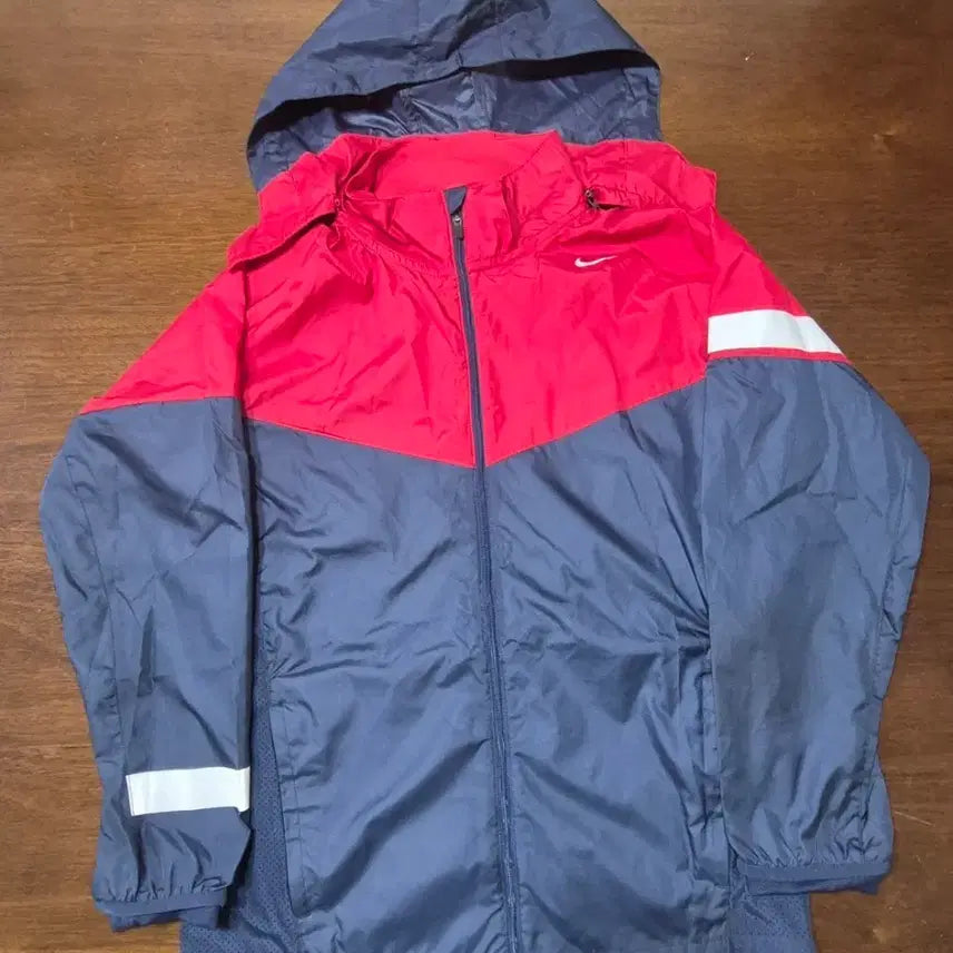 [BUNJANG] Nike Windbreaker Jacket Red/Navy Hooded / 나이키 바람막이 자켓 레드/네이비 후드