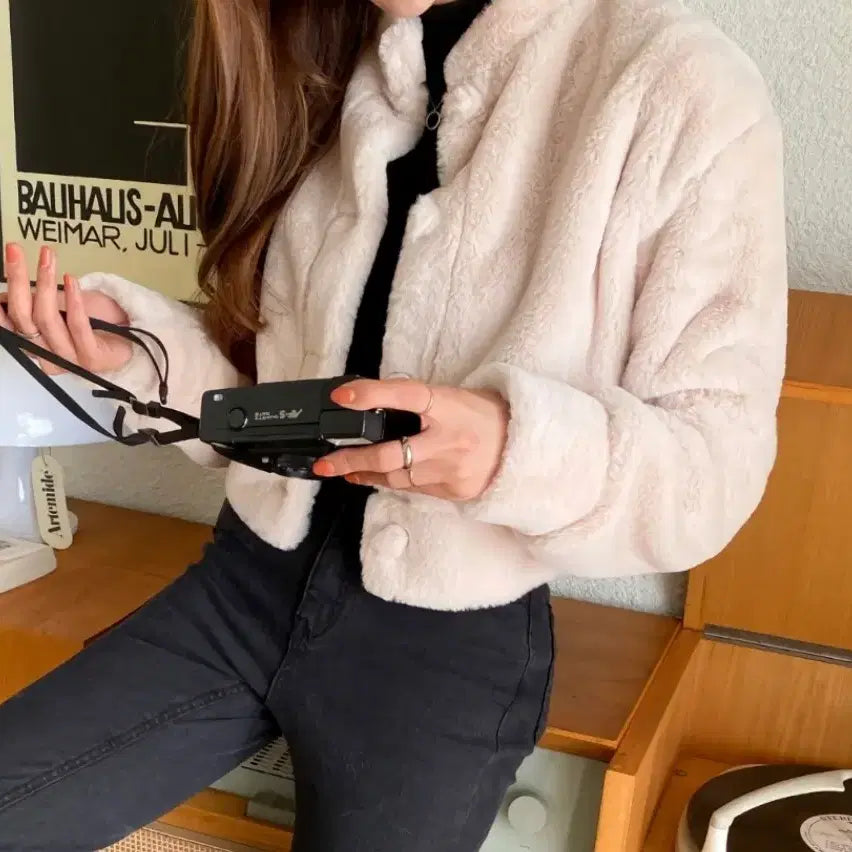 [BUNJANG] 애즈카키 크롭 밍크자켓 / 애즈카키 크롭 밍크자켓