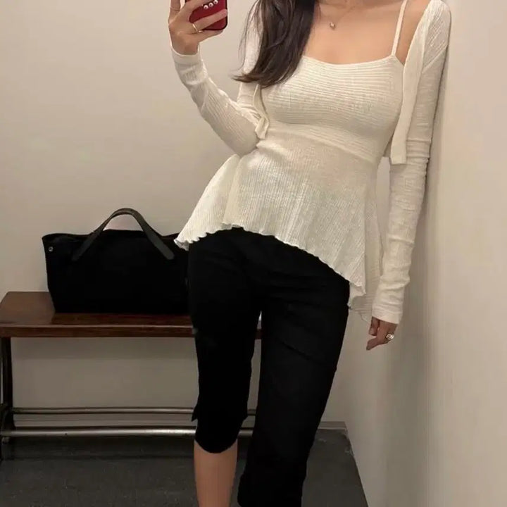 [BUNJANG] White Cami Tank Top / 화이트 끈나시 탑 ( 새상품)