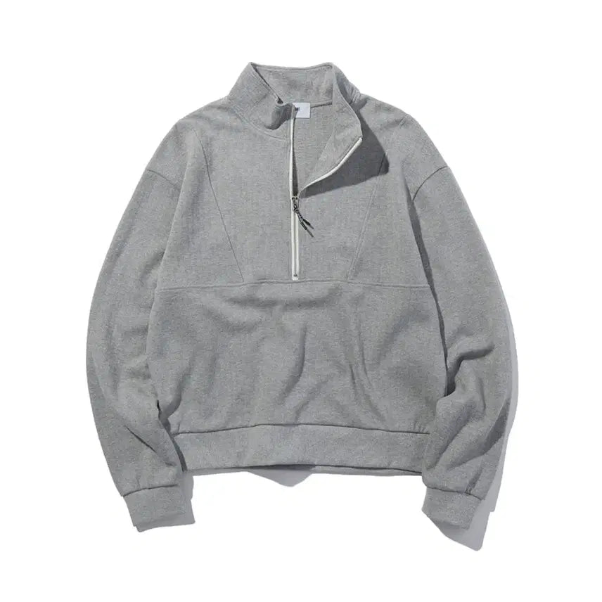 [SOLD OUT] [L] 사운즈라이프 하프 집 풀오버 맨투맨 멜란지그레이