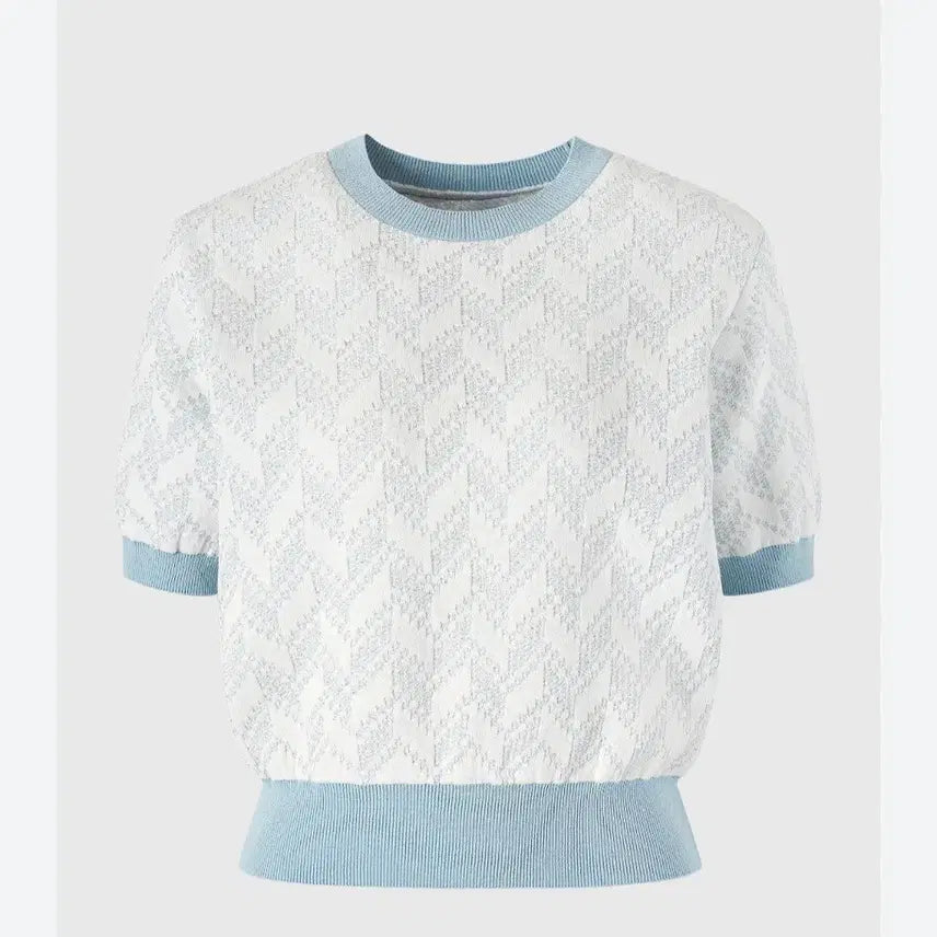 [BUNJANG] ORR Jacquard Knit Short Sleeve Top / (21년) ORR 오르  리프 자가드 니트 반팔 S