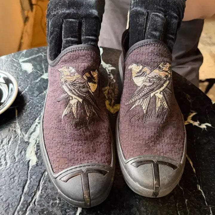 [BUNJANG] Glam.D Swallow Jacquard Slip-On Sneakers / 글램디 제비 쟈가드 슬립온