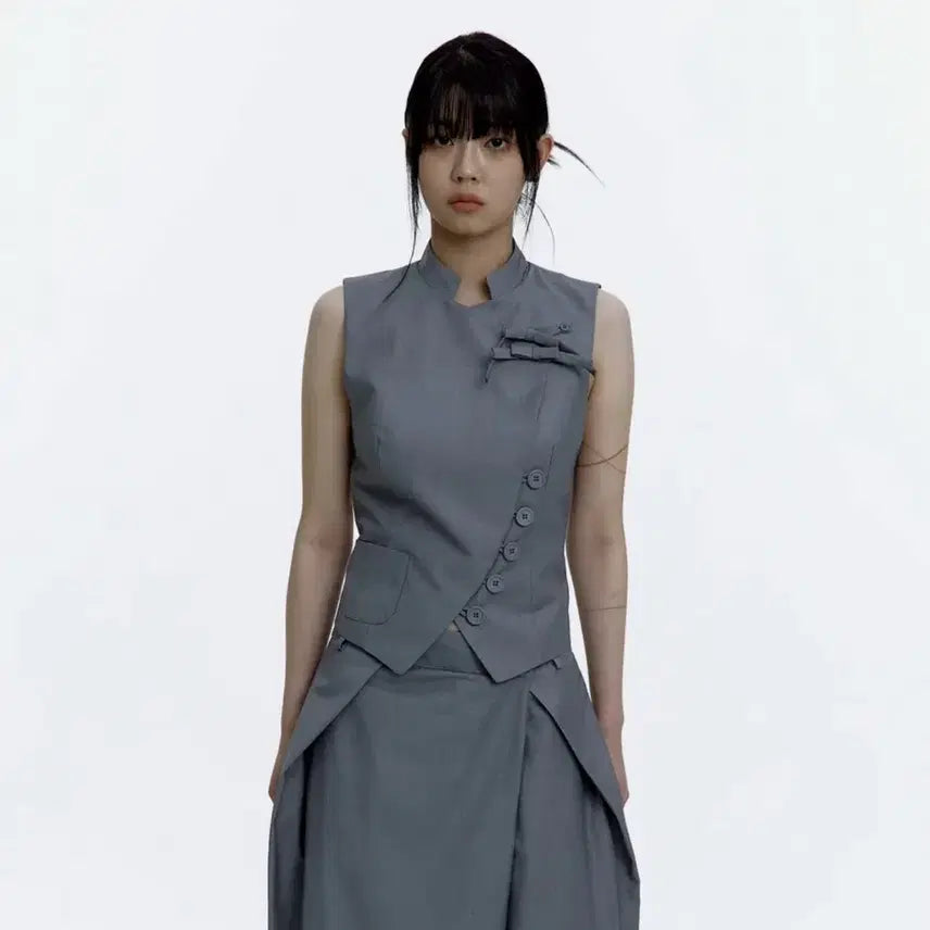[BUNJANG] Kasiko China Vest Gray / 카시코 차이나 베스트 그레이