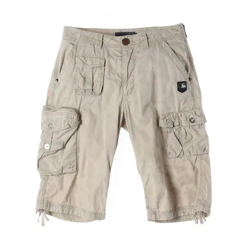 [BUNJANG] MLB Beige Outpocket Cargo Shorts 74 / MLB 베이지 아웃포켓 카고 하프 팬츠 74