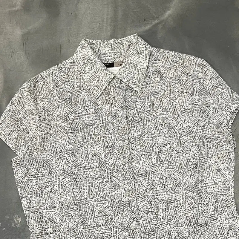 [BUNJANG] Chanel Lettering Half Sleeve Shirt / 샤넬 레터링 하프 슬리브 셔츠 +명품감정서 y16324