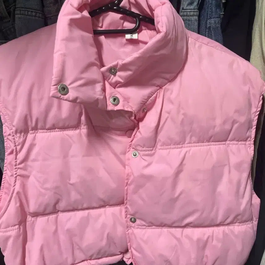 [BUNJANG] Pink Quilted Padded Vest / 핑크 패딩 조끼 누빔 점퍼