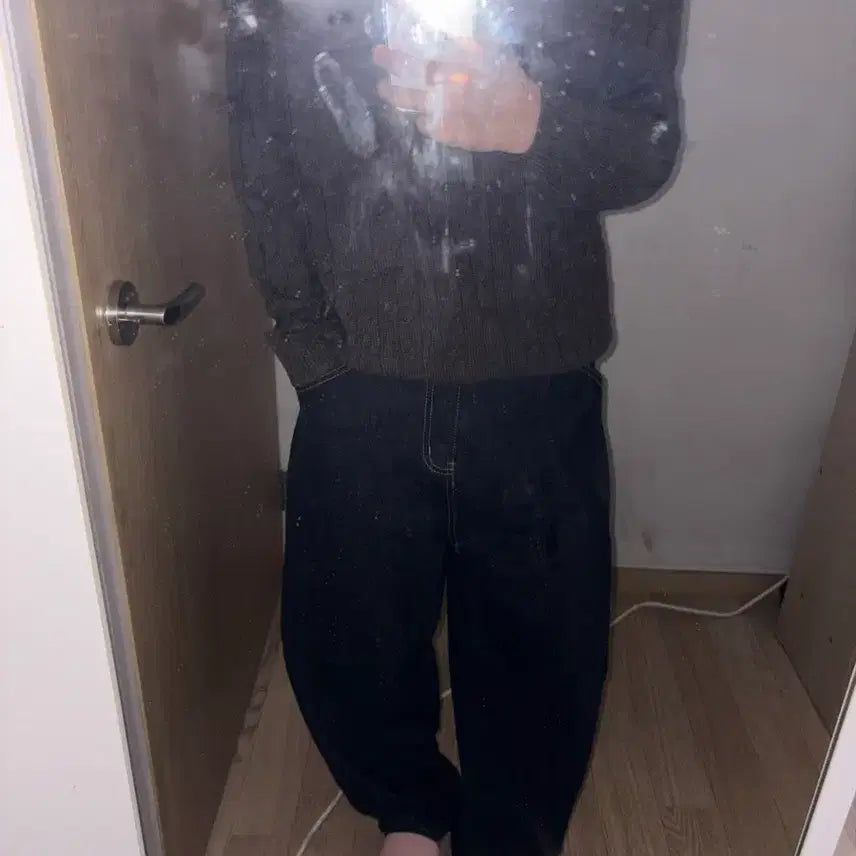 [BUNJANG] Suede 배기 Denim Pants / 스웨이드 배기 데님