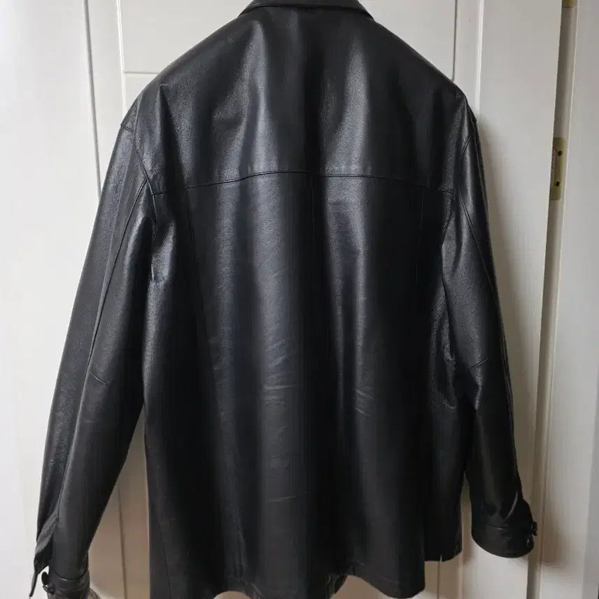 [BUNJANG] Black Leather Shirt Jacket / 블랙 가죽 셔츠 자켓 카코트