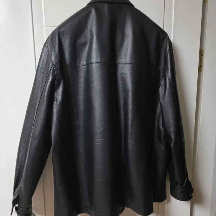 [BUNJANG] Black Leather Shirt Jacket / 블랙 가죽 셔츠 자켓 카코트