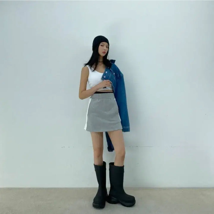 [BUNJANG] D2 B&amp;W Banding Mini Skirt / 새상품 밴딩 스커트