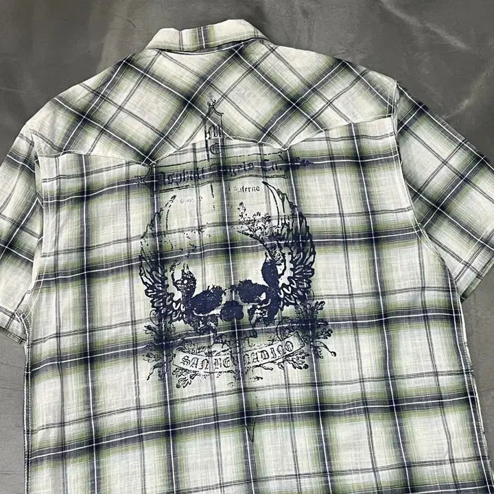 [BUNJANG] Route Sixty Six Graphic Check Half Shirt / Route sixty six 그래픽 체크 하프 셔츠 y16330