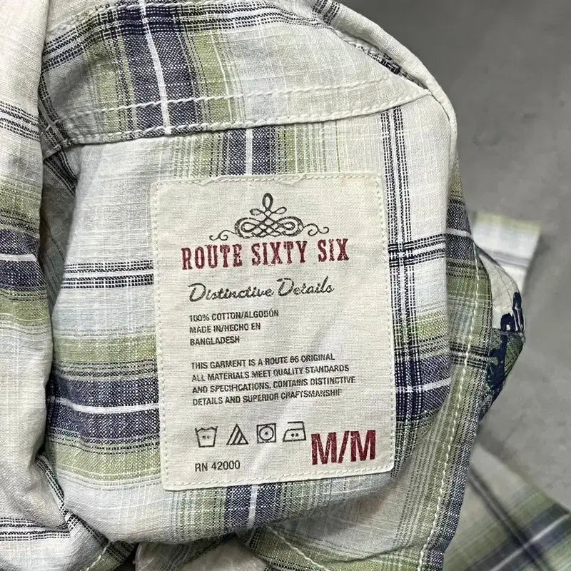 [BUNJANG] Route Sixty Six Graphic Check Half Shirt / Route sixty six 그래픽 체크 하프 셔츠 y16330