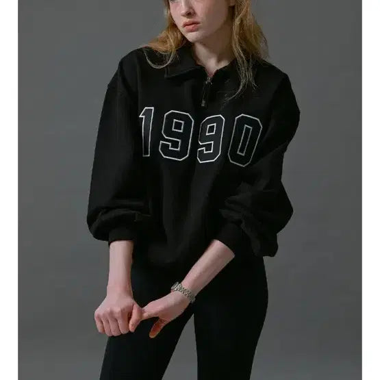[BUNJANG] Navy County 1990 Zip-Up Sweatshirt / 네이비 카운티 유니섹스 1990 집업 맨투맨 블랙