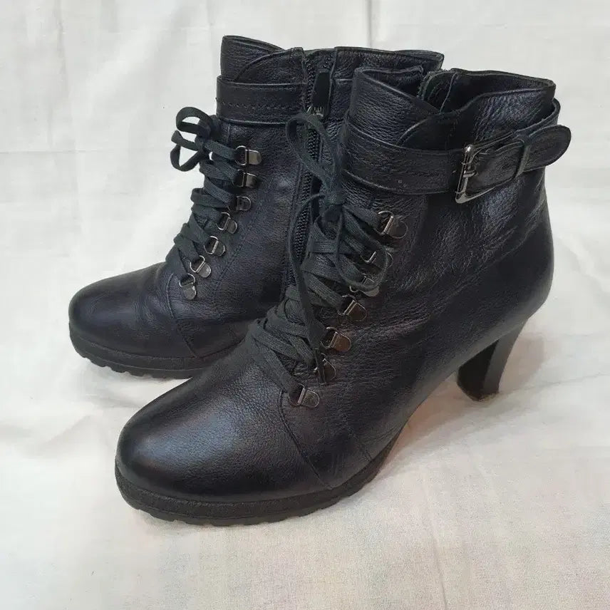 [BUNJANG] MISOPE Lace-Up Heel Boots 245mm / 블랙 레이스업 힐 부츠 미소페 245