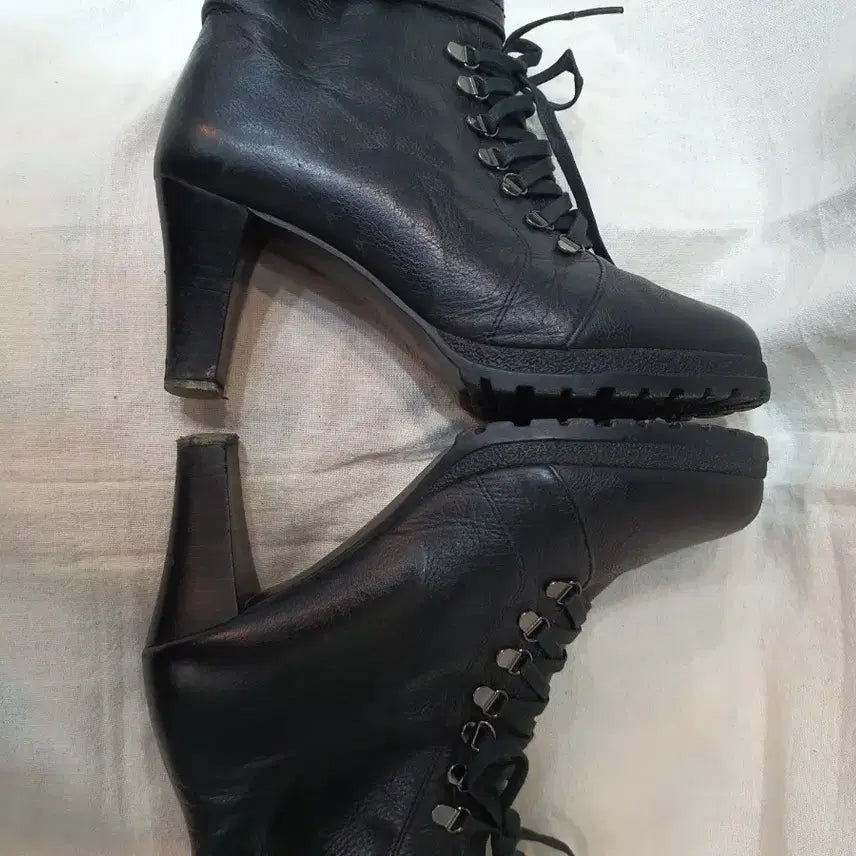 [BUNJANG] MISOPE Lace-Up Heel Boots 245mm / 블랙 레이스업 힐 부츠 미소페 245