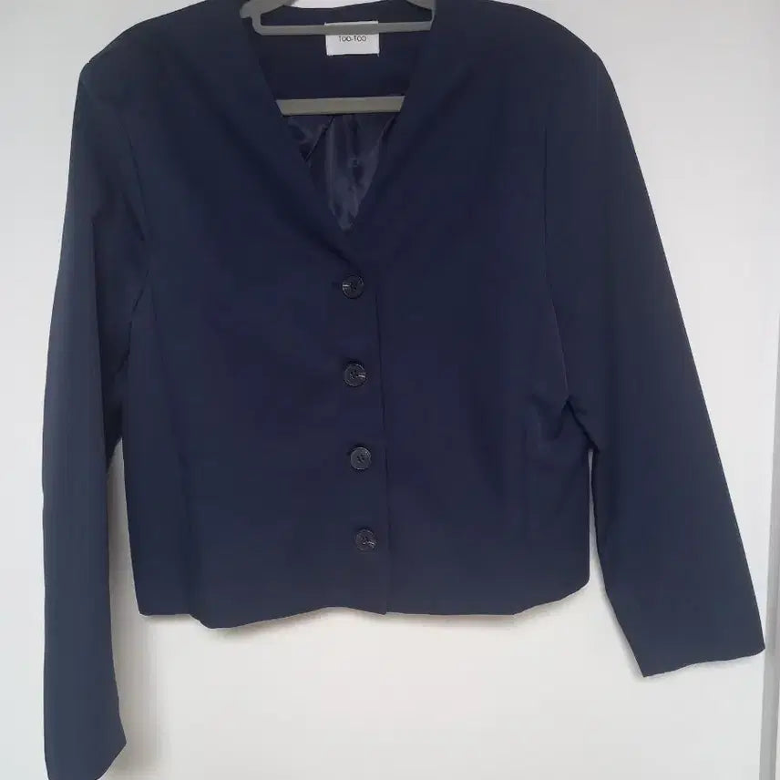 [SOLD OUT] 크롭자켓 노카라자켓  네이비 자켓