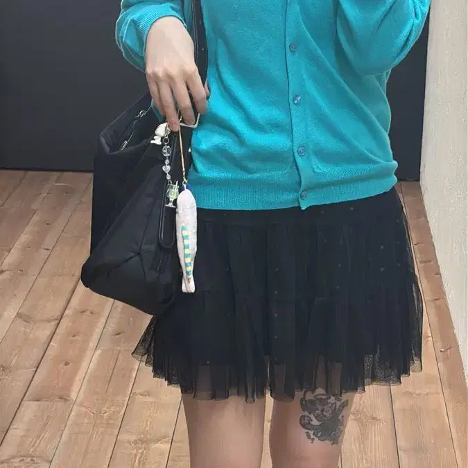 [BUNJANG] Vintage Dot Black Chiffon Skirt / 빈티지 도트 블랙 샤스커트 모리걸