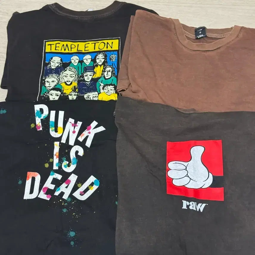 [BUNJANG] BLIND FILES 4-Piece Short Sleeve T-shirts / 블라인드 파일즈 반팔 4종 2사이즈