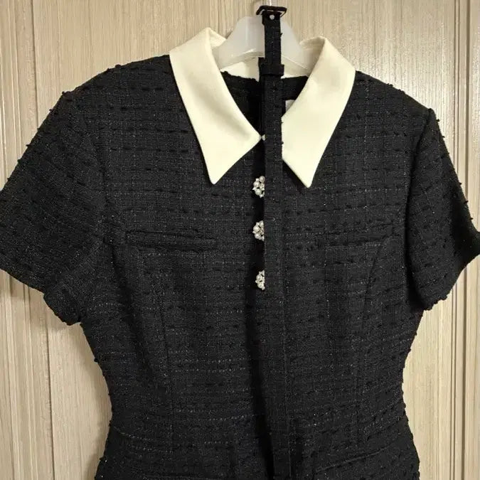 [BUNJANG] Mausoleum Tweed Collared Mini Dress - Black / 마우솔레움 Tweed Collared Dress - Black