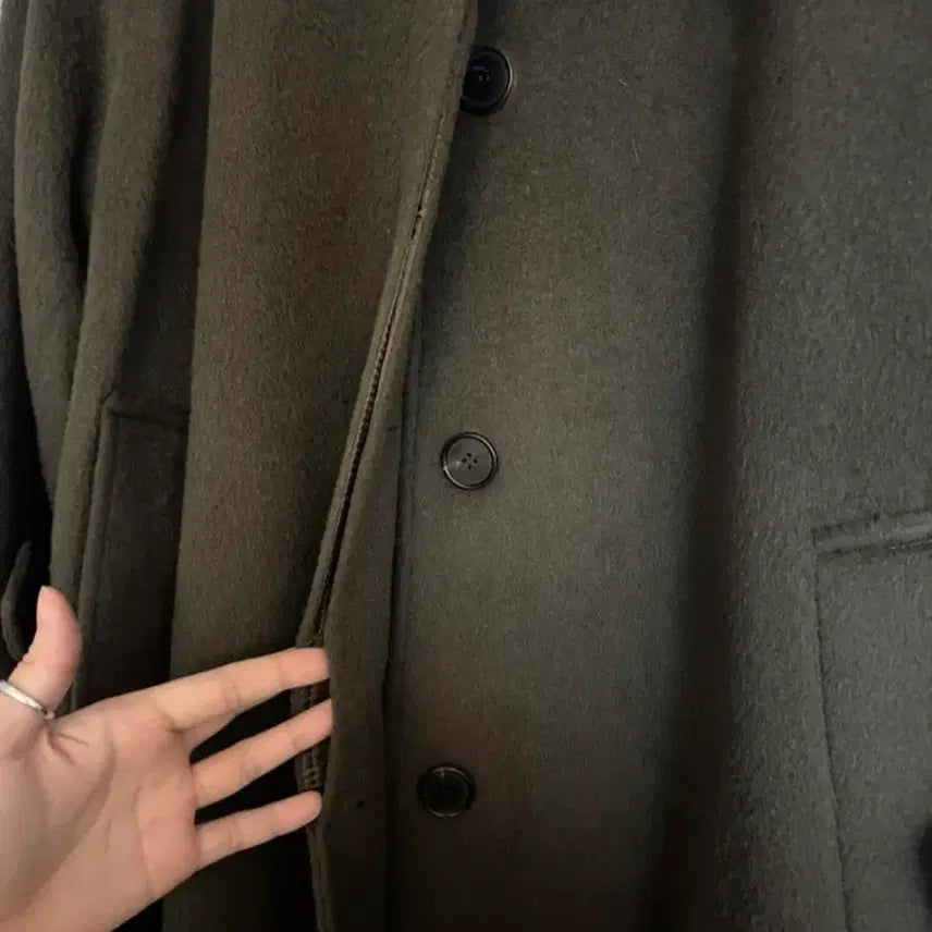 [BUNJANG] Trimming Bird Olive Brown Long Coat / 트리밍버드 롱코트 올리브브라운