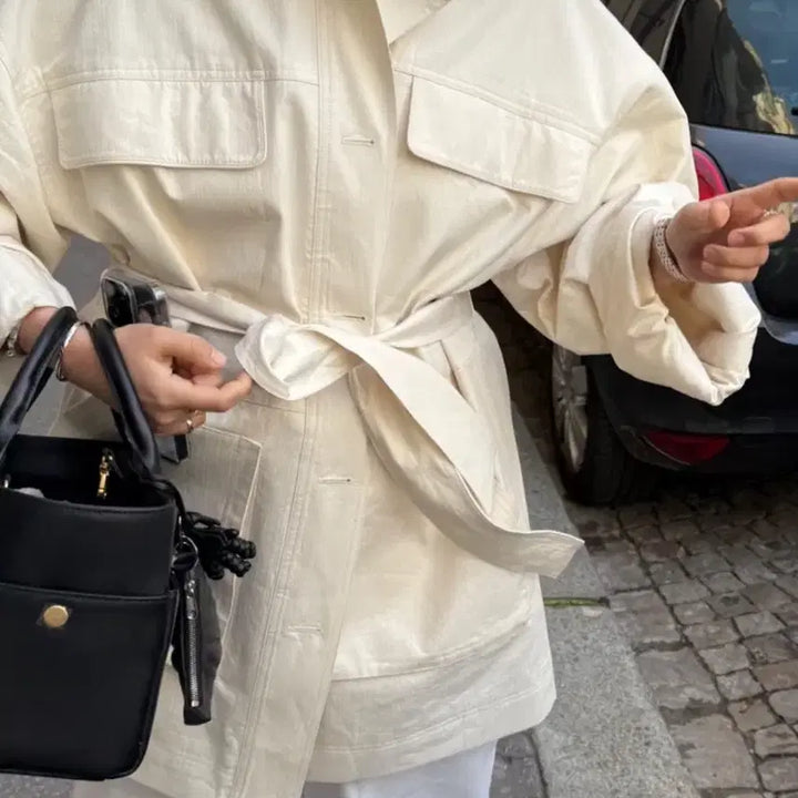 [BUNJANG] Ethos Ivory Trench Jacket / 에토스 Ethos 아이보리 트렌치자켓
