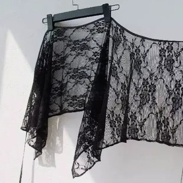 [BUNJANG] Black Lace Layered Wrap Skirt / 블랙 레이스 레이어드 랩스커트(새상품)