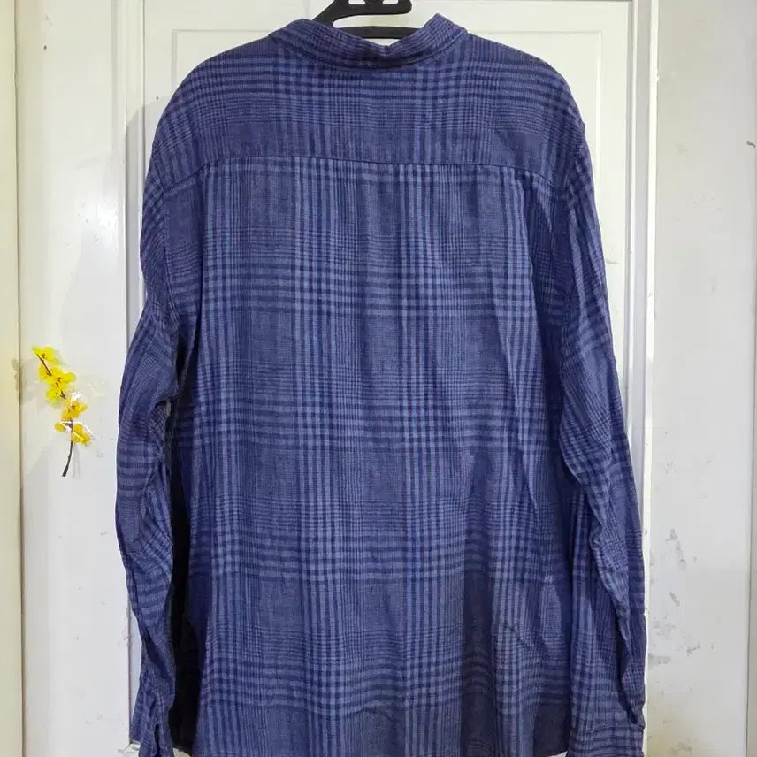 [BUNJANG] Summer Linen Check Pattern Shirt / 봄 여름  고급스런  마 린넨  남방셔츠   깨끗해요 가슴단면 61