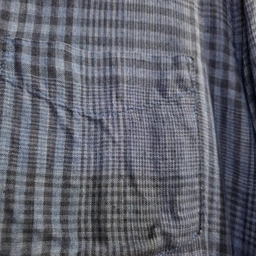 [BUNJANG] Summer Linen Check Pattern Shirt / 봄 여름  고급스런  마 린넨  남방셔츠   깨끗해요 가슴단면 61
